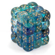 Nebula Oceanic/Gold 12mm D6 (36 Dice)
